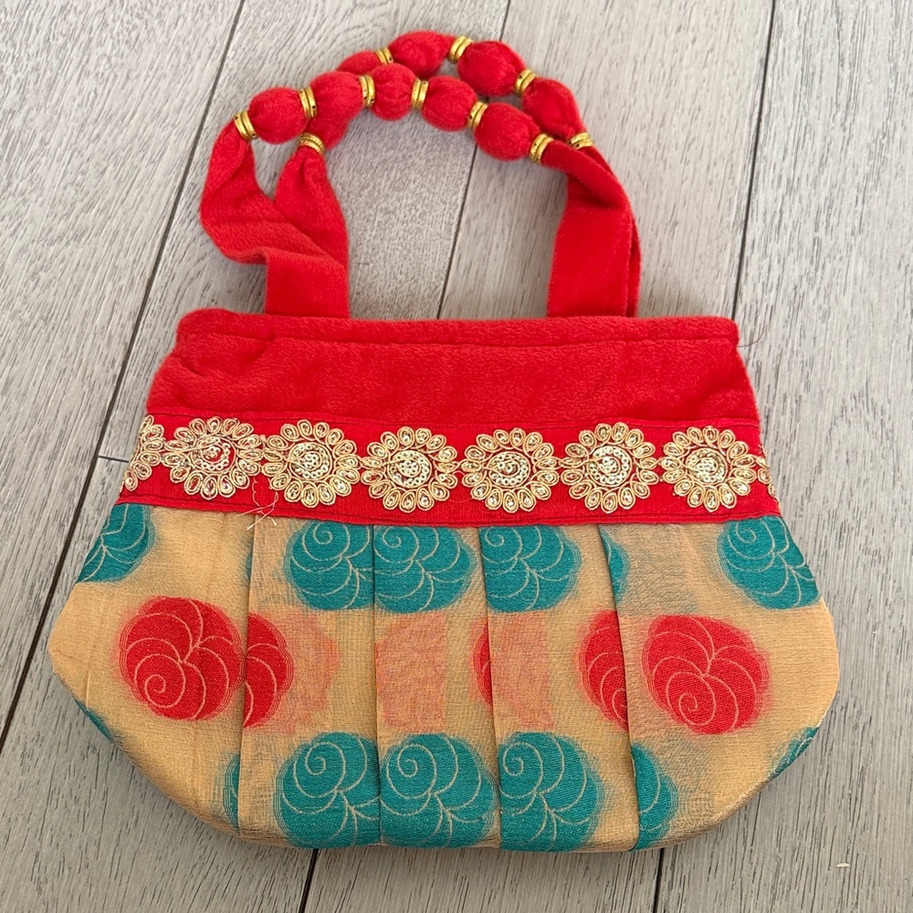 India Boutique Red and Gold Satchel